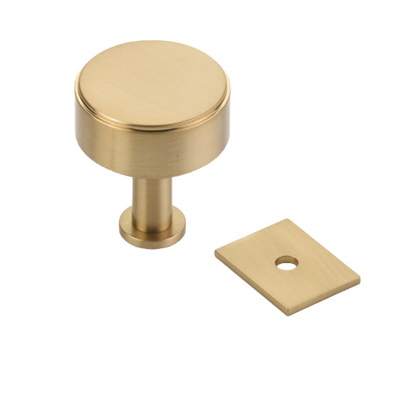 Satin Brass "Maison No. 2" Smooth Drawer Pulls and Cabinet Knobs with Optional Backplate - Forge Hardware Studio