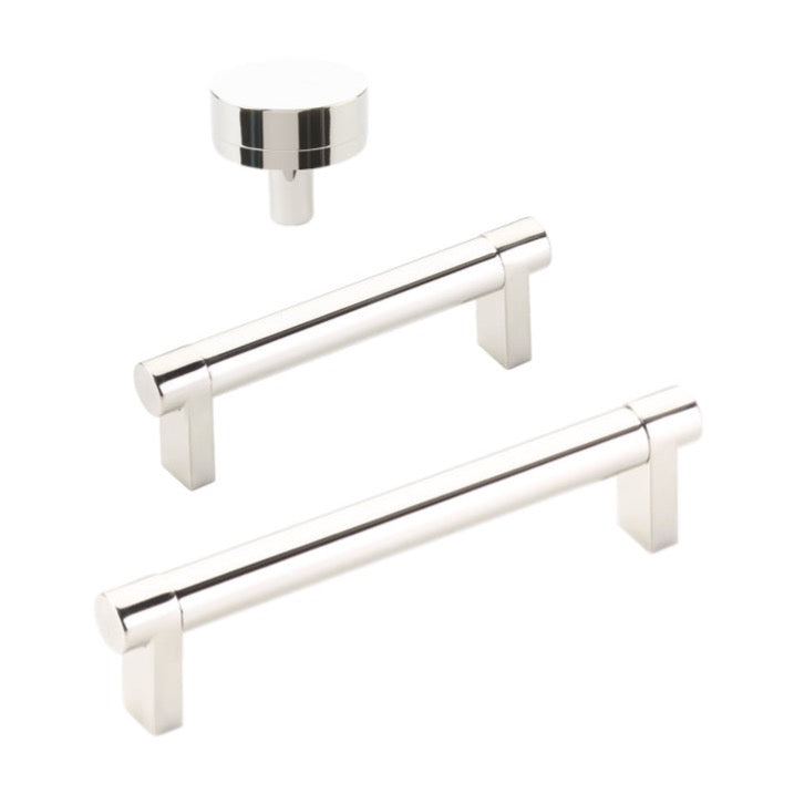 Smooth "Converse No.2" Polished Nickel Cabinet Knobs and Drawer Pulls