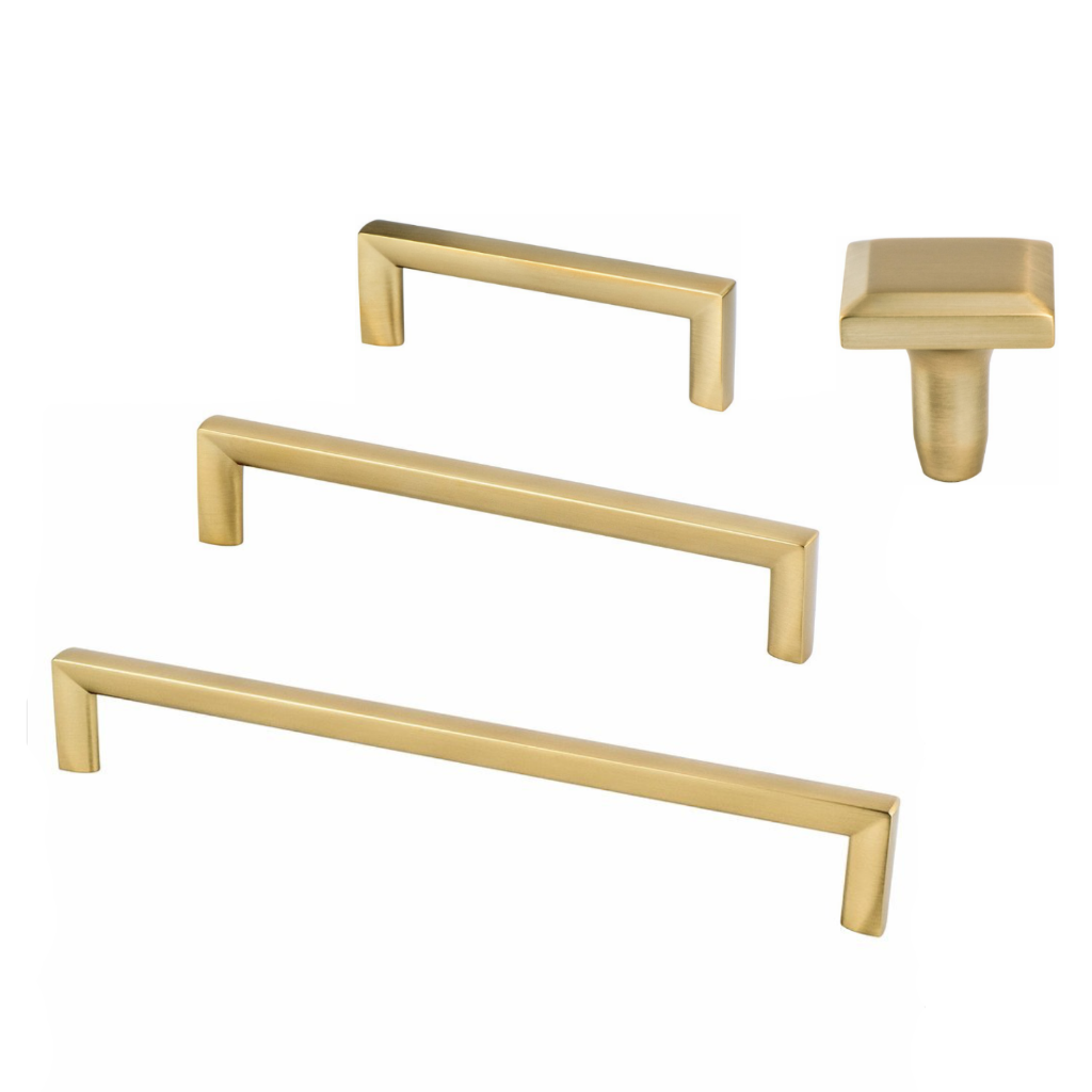 Satin Brass "Trane" Drawer Pulls and Knob | Pulls