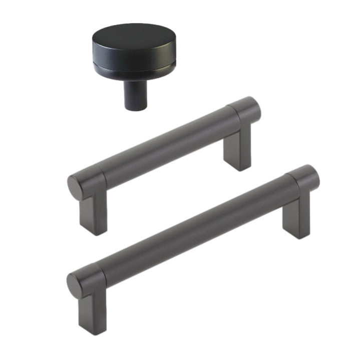 Smooth "Converse No.2" Matte Black Cabinet Knobs and Drawer Pulls - Industry Hardware