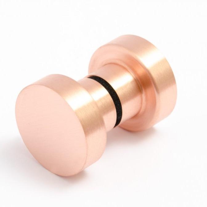 Glass Shower "Dot" Round Brushed Copper Back to Back Door Knob