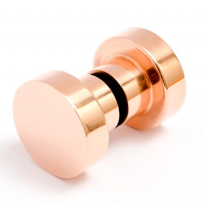 Glass Shower "Dot" Round Polished Copper Back to Back Door Knob | shower knob