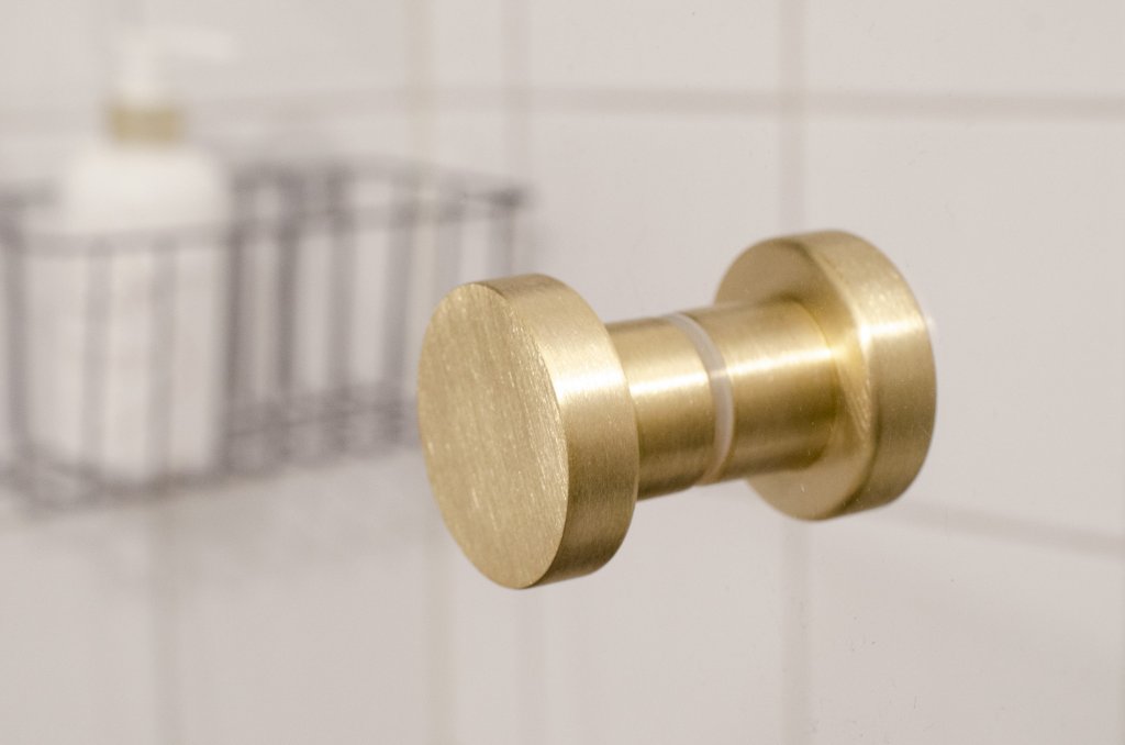 Glass Shower "Dot" Round Brushed Brass Back to Back Door Knob