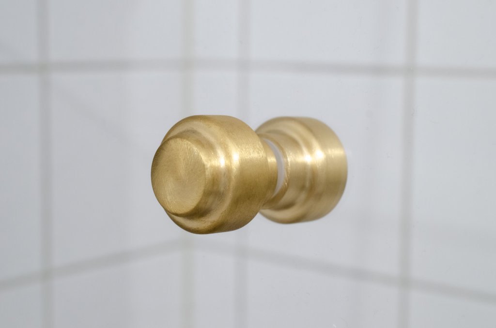 Glass Shower 1-3/16 Round Brushed Brass Back to Back Door Knob