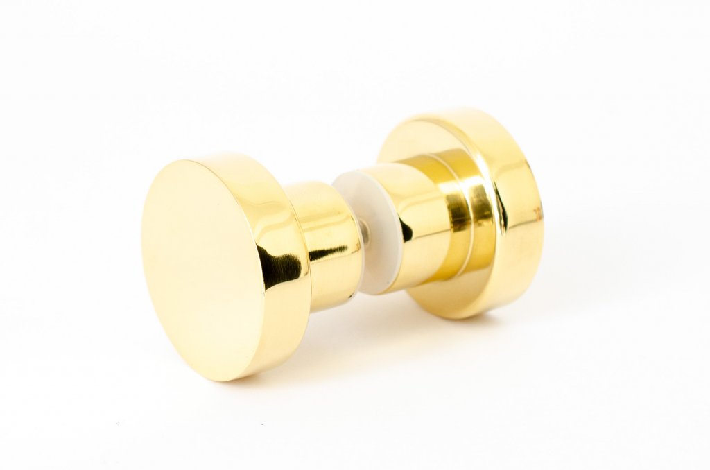 Glass Shower "Dot" Round Polished Brass Back to Back Door Knob