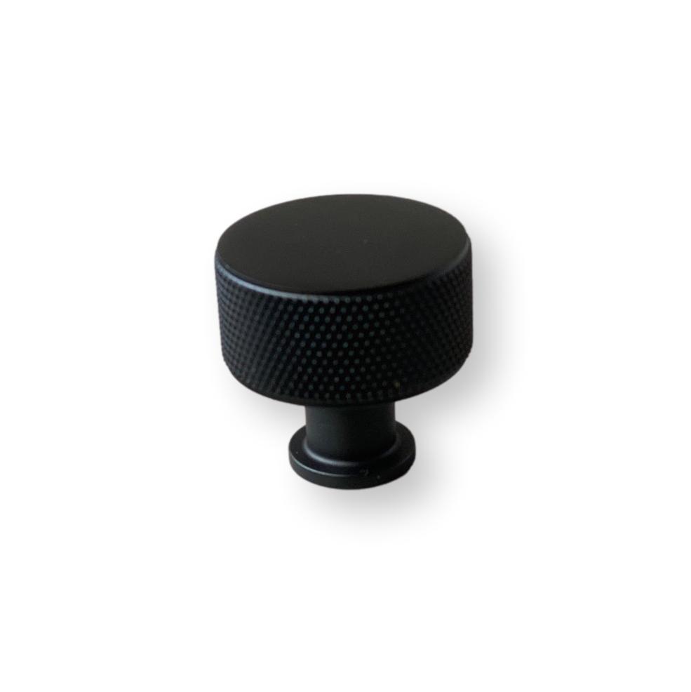 Knurled Round Knob "Texture" Cabinet Knob in Matte Black | Knobs