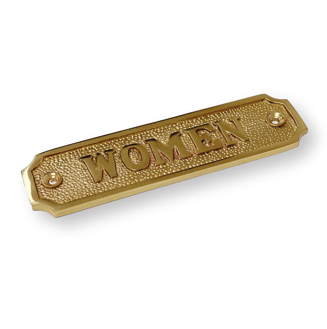 Brass "Women" Door Sign 4-3/4" W x 1-1/4" H - Brass Door Sign | Hook