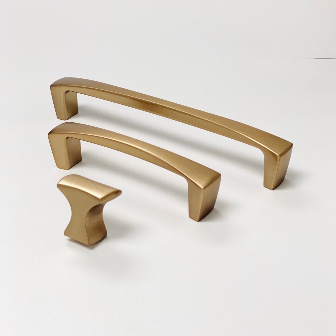 Satin Brass "Kent" Drawer Pulls and Knob | Pulls