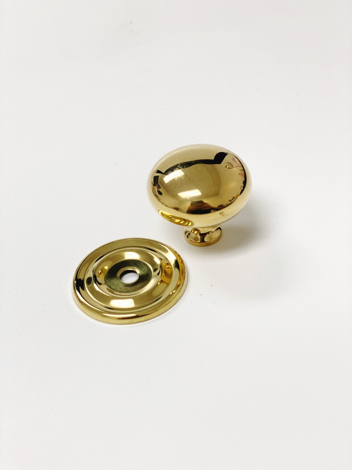 Unlacquered Brass "Eloise" Round Cabinet Knob with Backplate | Knobs