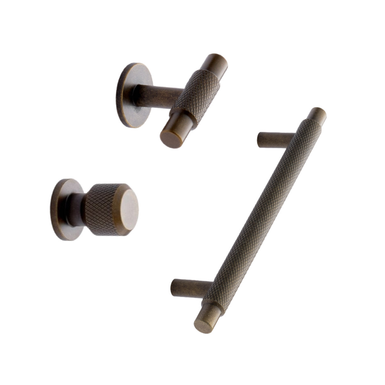 Antique Bronze "Manor" Knurled Cabinet Knobs and Drawer Pulls - Forge Hardware Studio