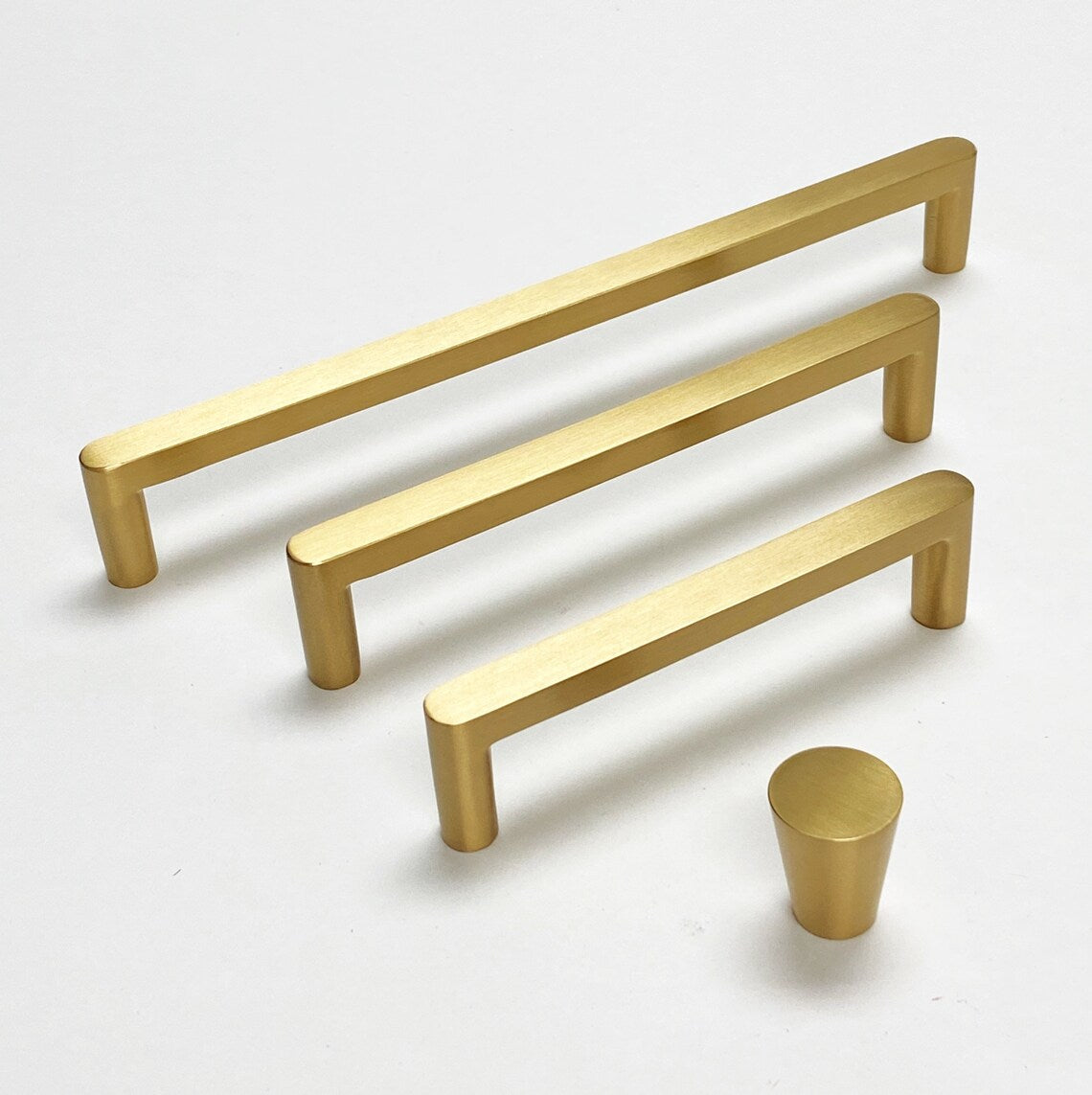 Brushed Brass "Charlie" Drawer Pulls and Cabinet Knobs - Forge Hardware Studio