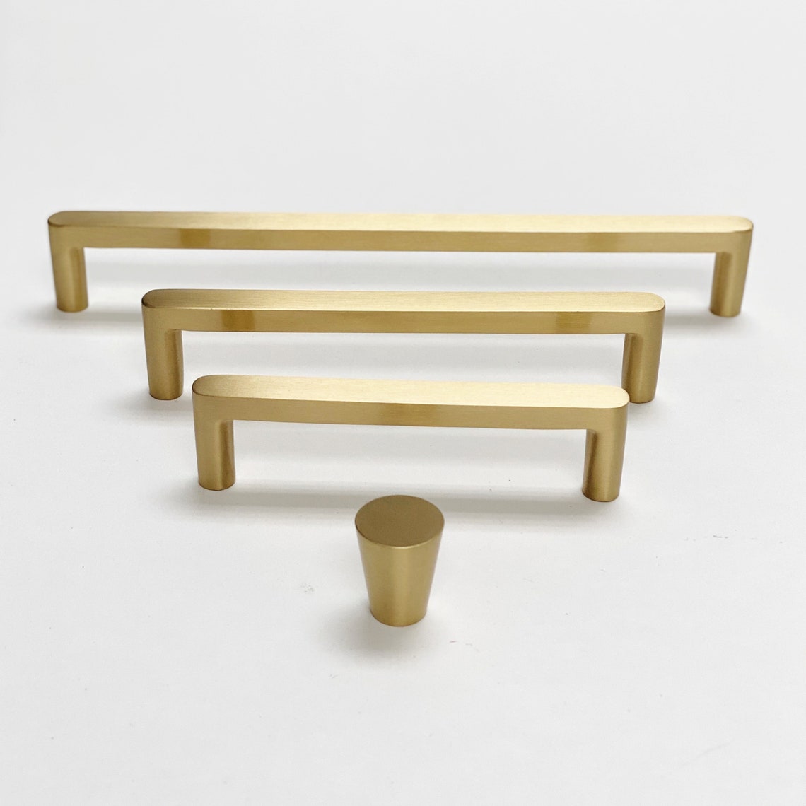 Brushed Brass "Charlie" Drawer Pulls and Cabinet Knobs - Forge Hardware Studio