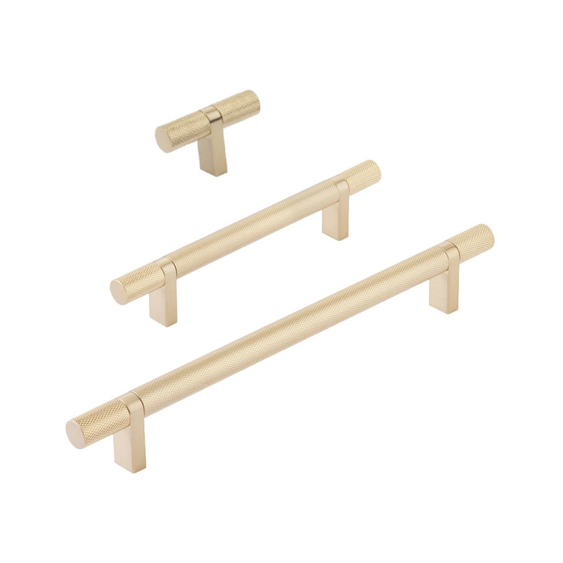 Knurled Select T-Bar Champagne Bronze Cabinet Knobs and Drawer Pulls - Industry Hardware