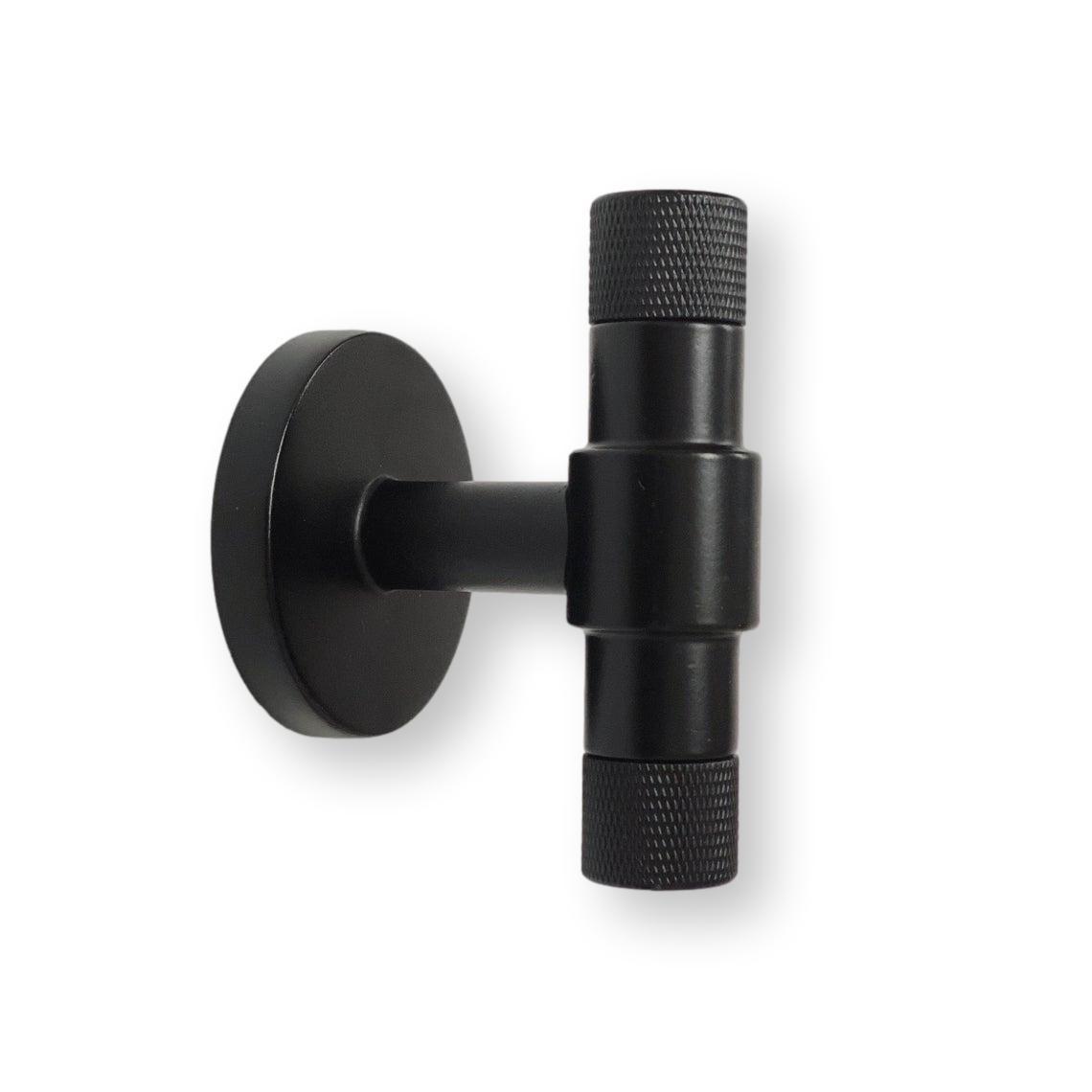 Matte Black "Kava" Knurled Modern Double Wall Hook Hat Towel Hook | Hook