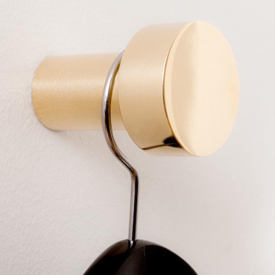Modern "Dot" Round Wall Hook in Polished Brass | Hook