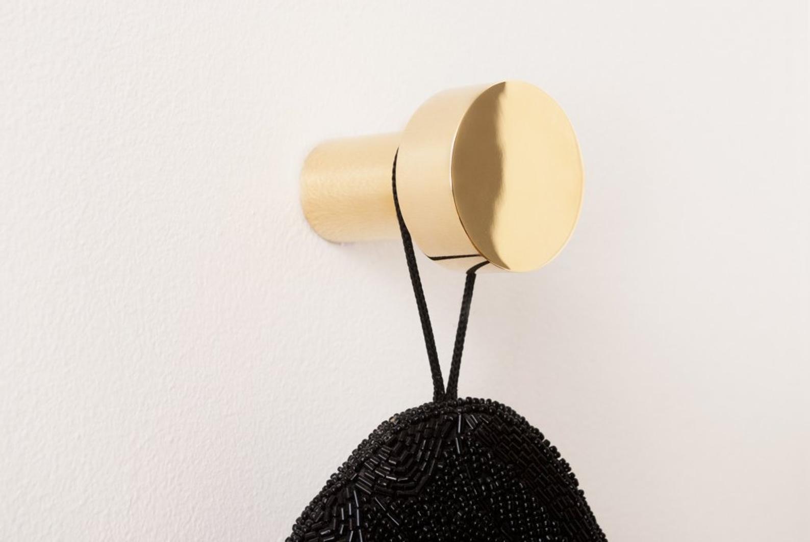 Modern "Dot" Round Wall Hook in Polished Brass | Hook