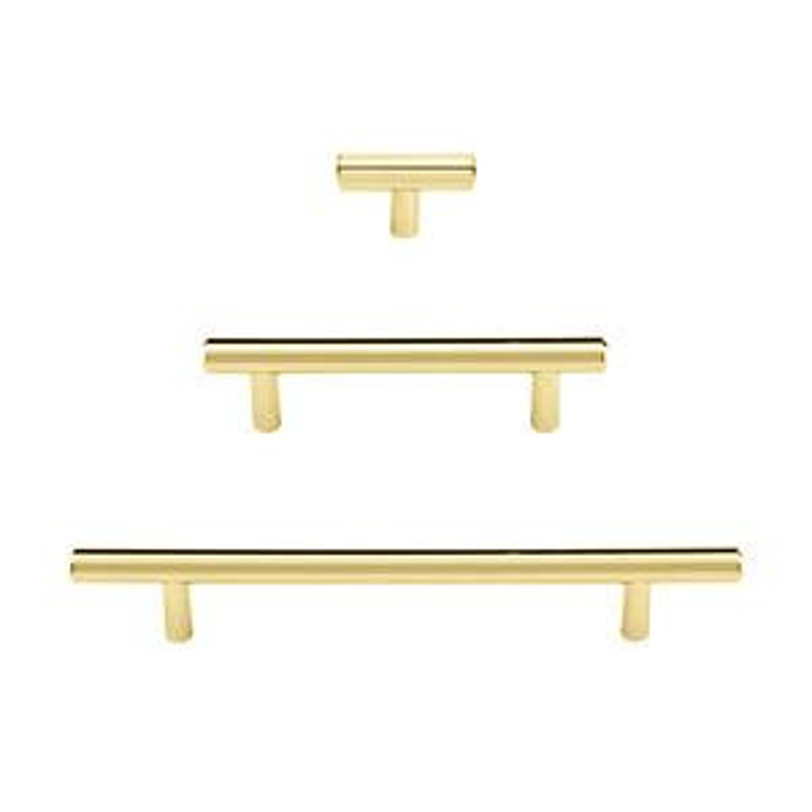 T-Bar "European" Unlacquered Polished Brass Cabinet Knobs and Pulls - Industry Hardware