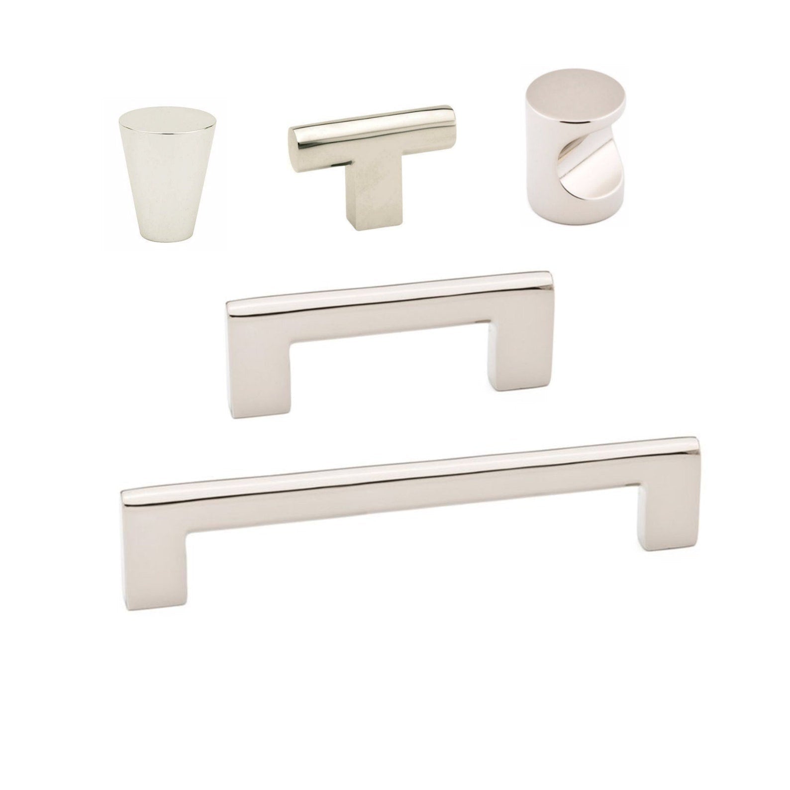 Polished Nickel "Luxe" Cabinet Knobs and Drawer Pulls - Forge Hardware Studio