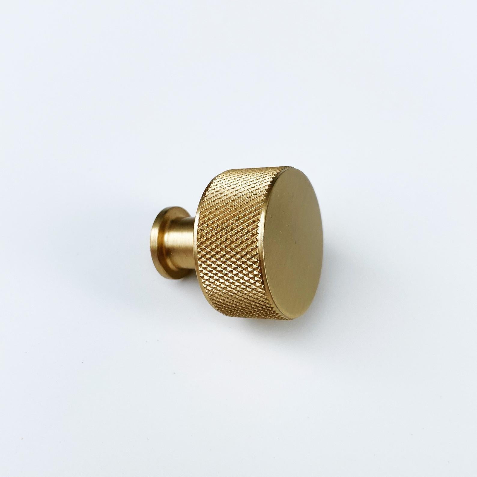 Brass Solid "Texture No.2" Knurled Drawer Pulls and Knobs in Satin Brass | Pulls