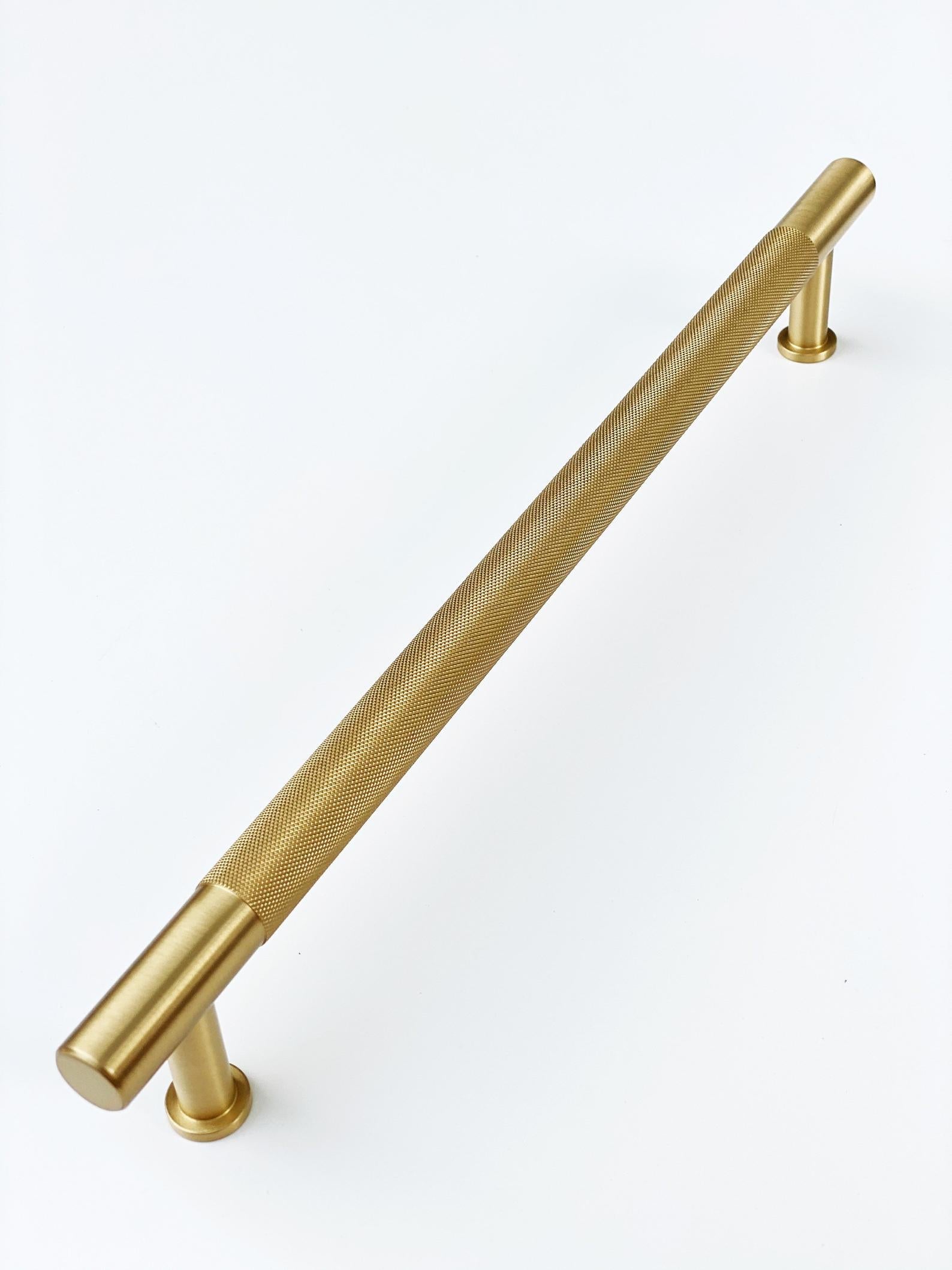 Brass Solid "Texture No.2" Knurled Drawer Pulls and Knobs in Satin Brass | Pulls