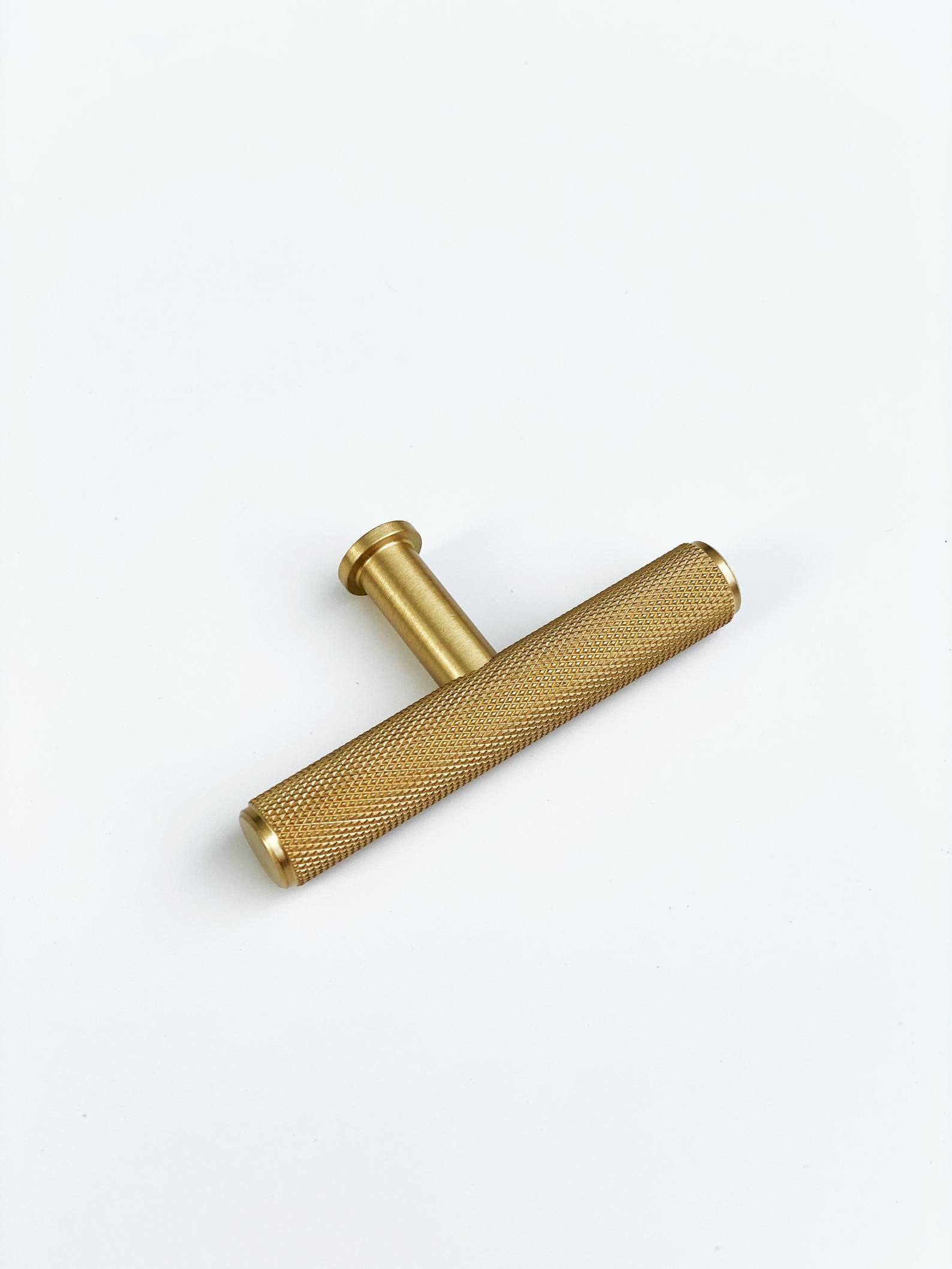 Brass Solid "Texture No.2" Knurled Drawer Pulls and Knobs in Satin Brass | Pulls