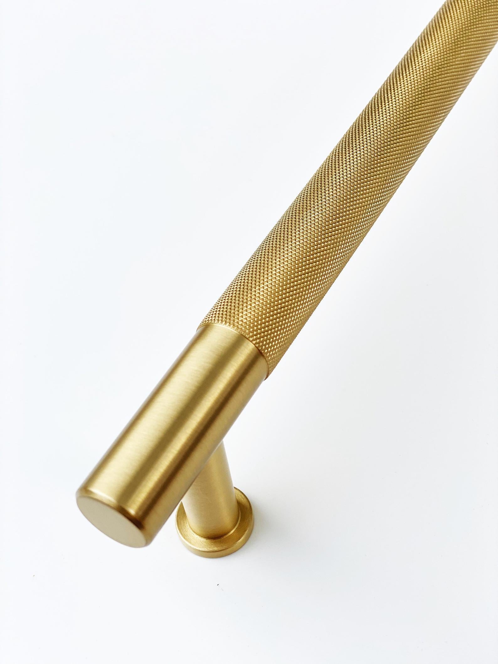 Brass Solid "Texture No.2" Knurled Drawer Pulls and Knobs in Satin Brass | Pulls