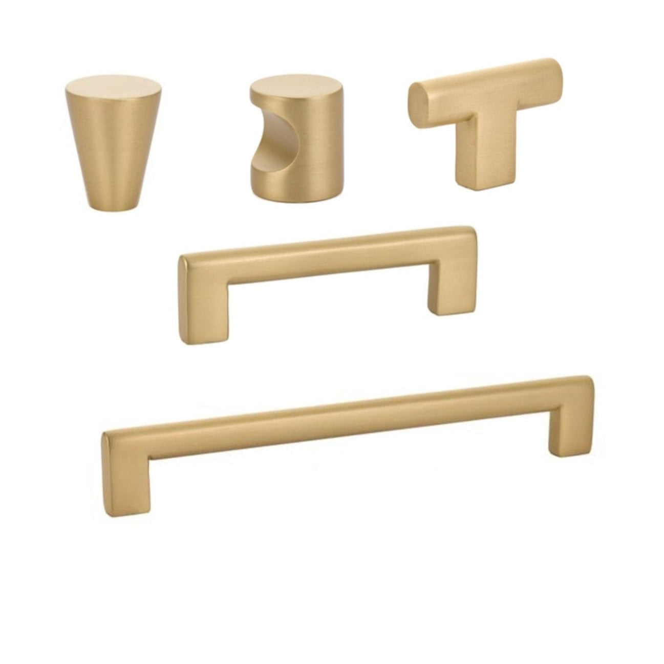 Satin Brass "Luxe" Drawer Pulls and Cabinet Knobs - Forge Hardware Studio