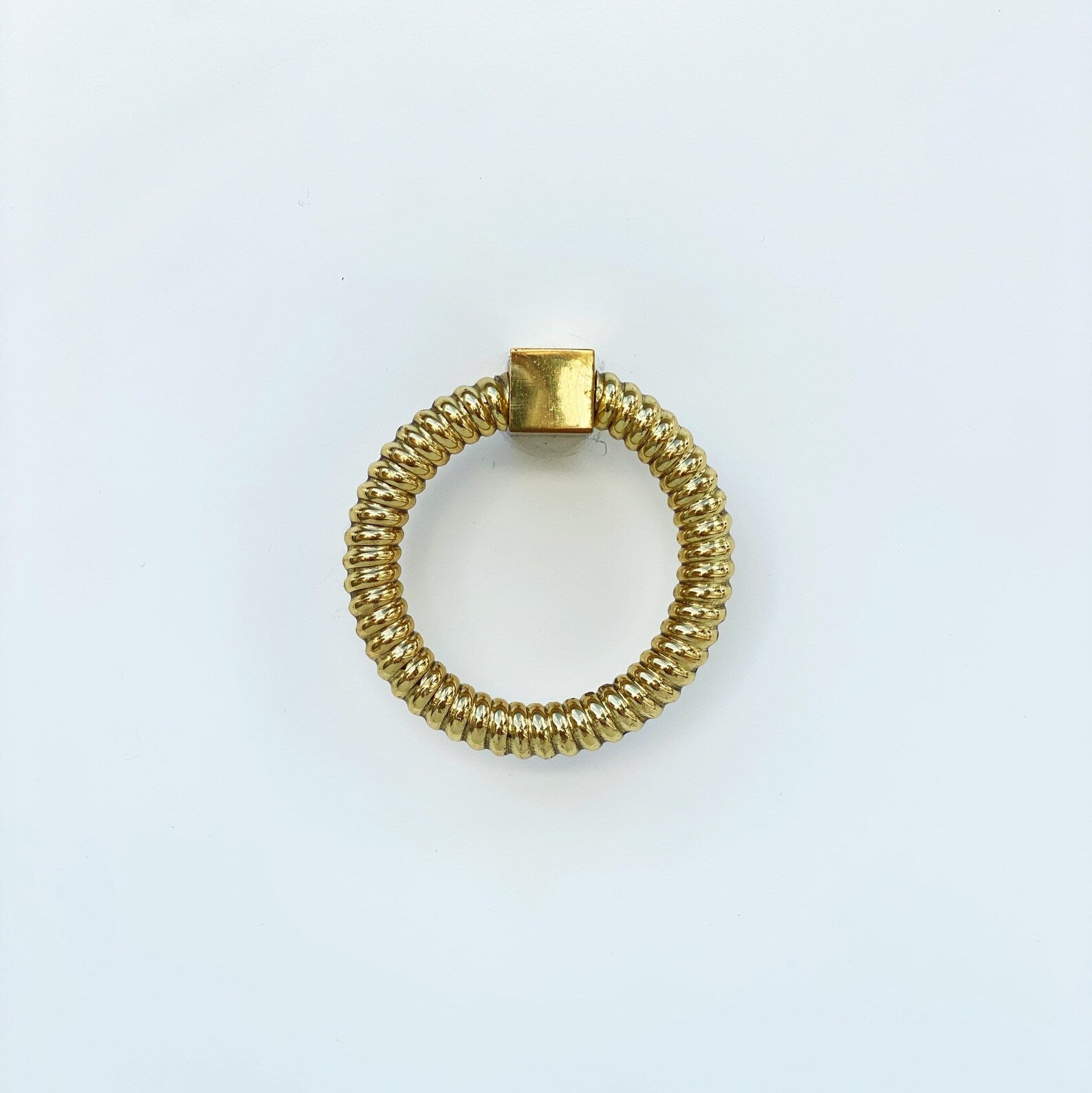 Polished Brass "Rope" Ring Pull Cabinet Knob - Industry Hardware