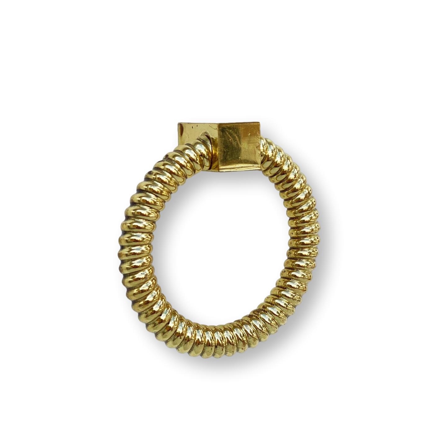 Polished Brass "Rope" Ring Pull Cabinet Knob - Industry Hardware