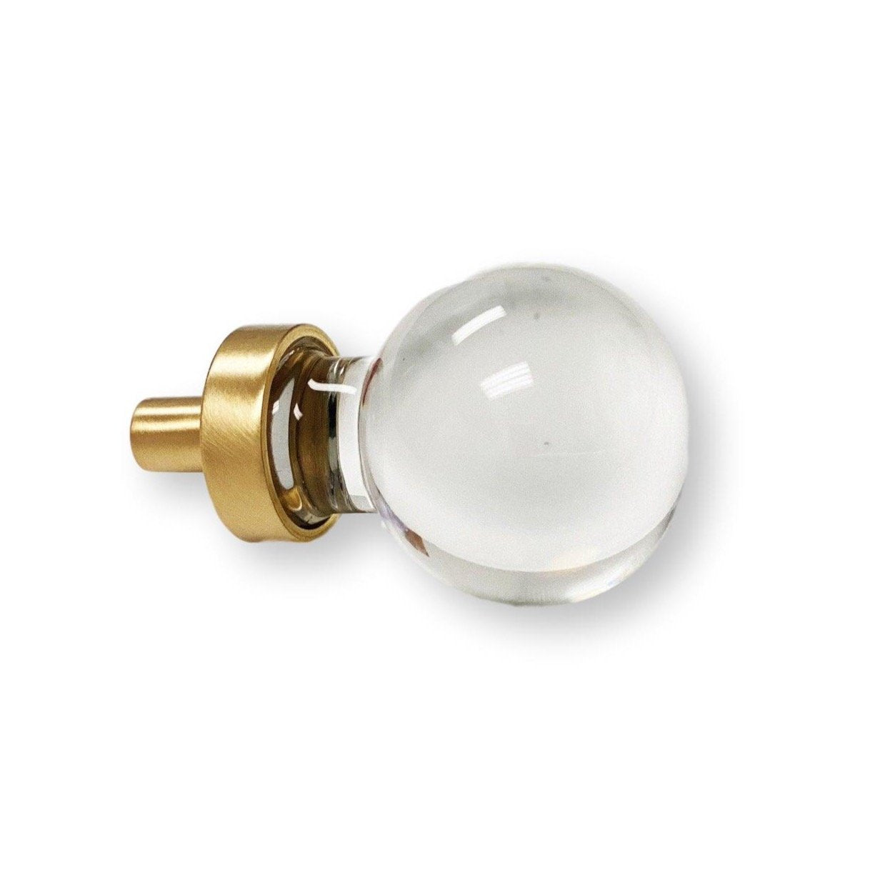 Satin Brass "Liam" Round Clear Glass Ball Knob, 1" dia | Knobs