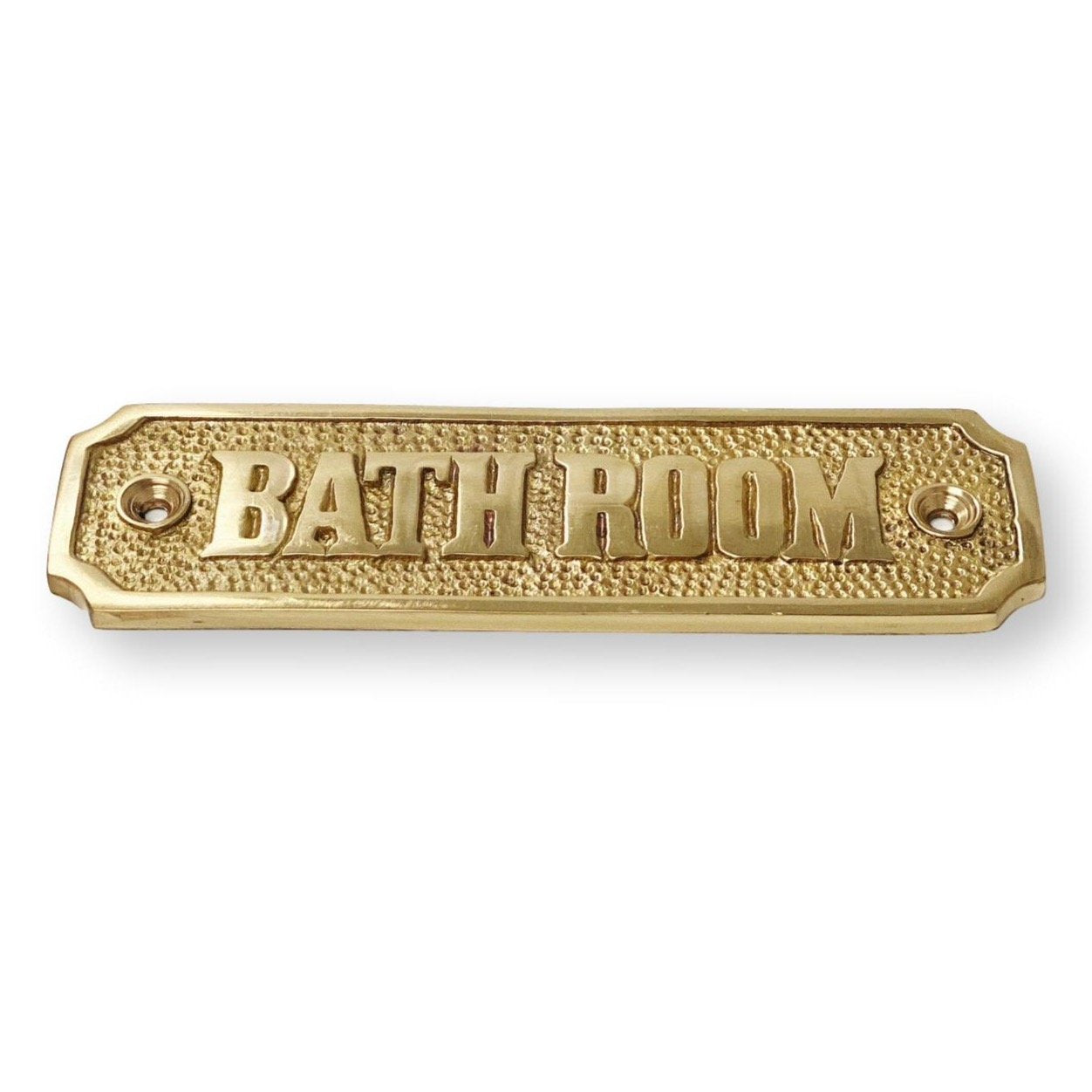 Brass "Bathroom" Door Sign 4-7/16" x 1-4/16" H - Door Hardware Office Sign | Hook