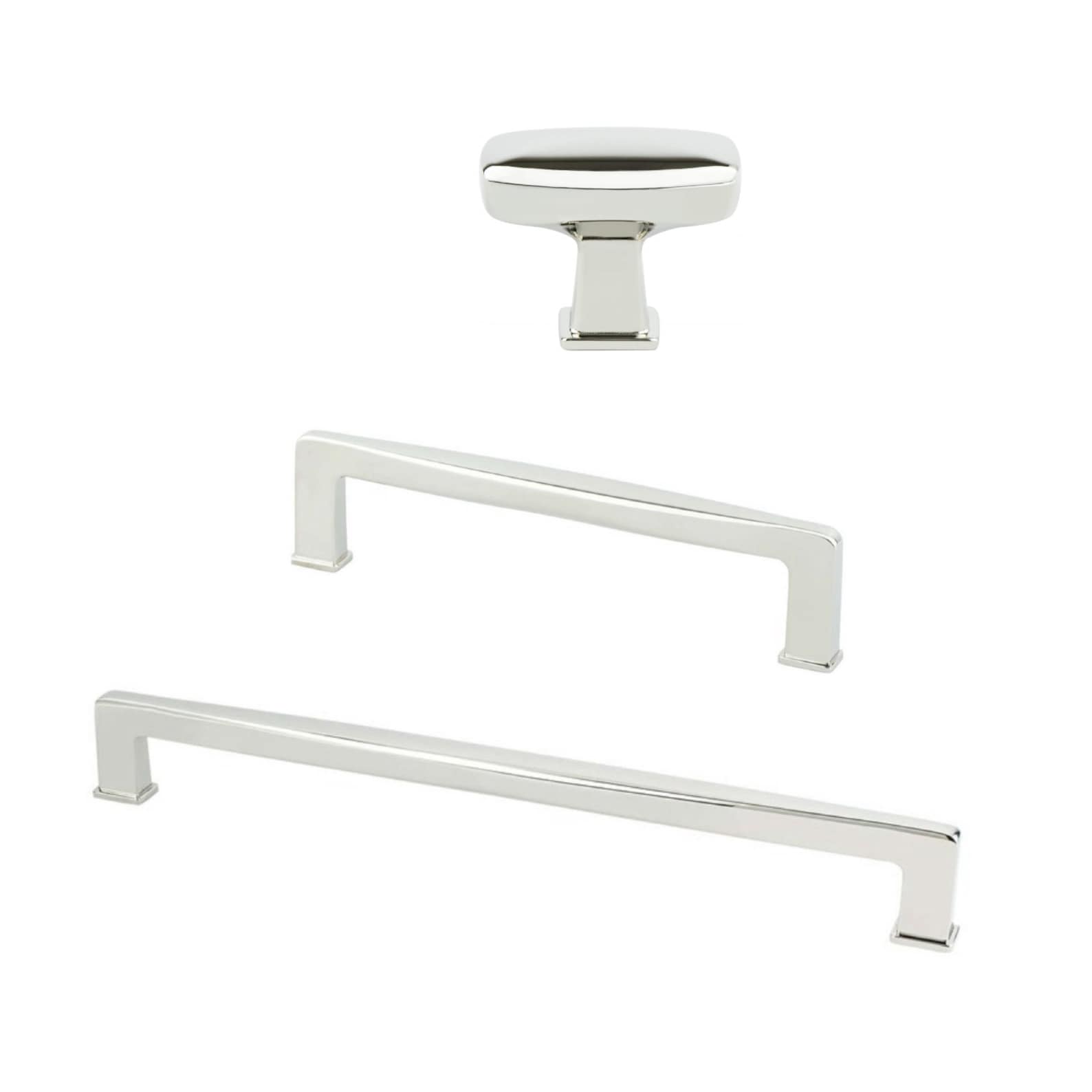 Kelly No.1 Polished Nickel Cabinet Knobs and Drawer Pulls - Forge Hardware Studio