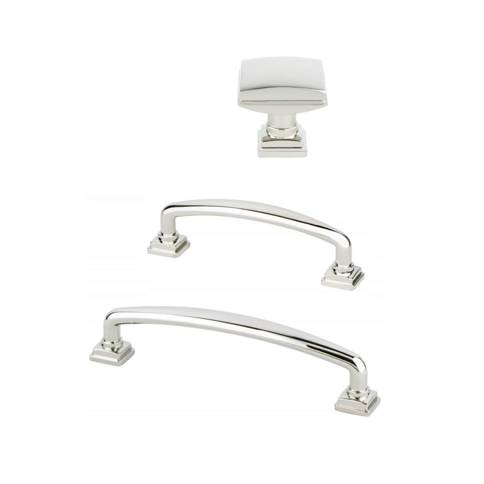 Kelly No.2 Cabinet Knob and Drawer Pulls in Polished Nickel - Forge Hardware Studio