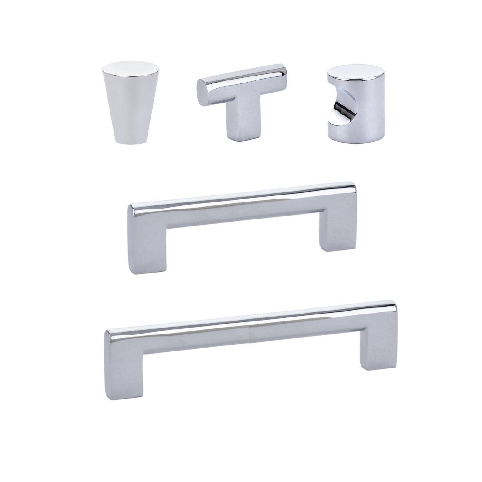 Luxe Drawer Pulls and Cabinet Knobs in Polished Chrome - Forge Hardware Studio