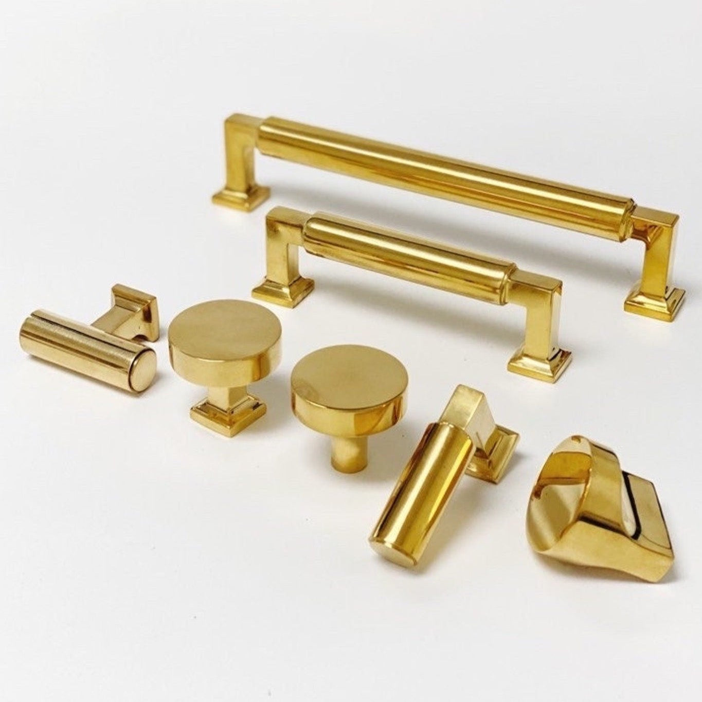 Unlacquered Brass "Neal" Cabinet Knobs and Pulls Cabinet Hardware - Forge Hardware Studio