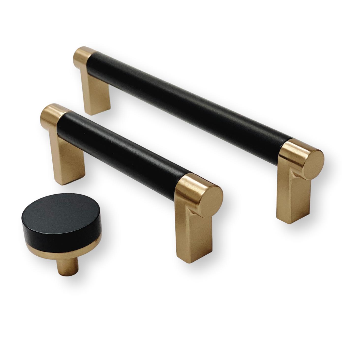 Smooth "Converse No.2" Champagne Bronze and Black Dual-Finish Knobs and Pulls - Industry Hardware