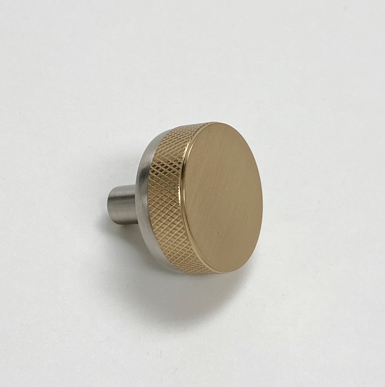 Knurled "Converse" Brushed Nickel and Champagne Bronze Dual-Finish Knobs and Pulls - Industry Hardware