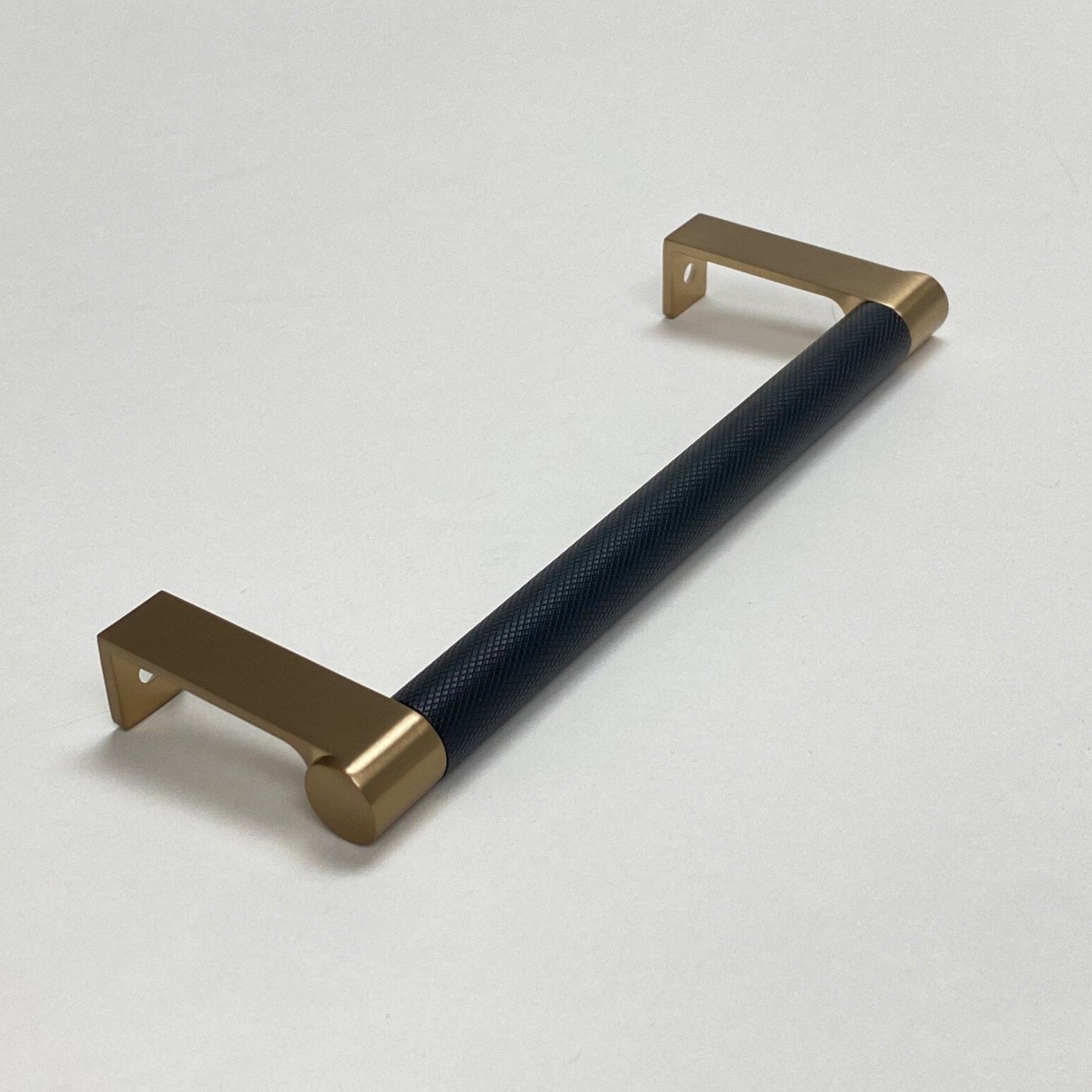 Champagne Bronze and Black "Converse" Knurled Edge Tab Drawer Pulls