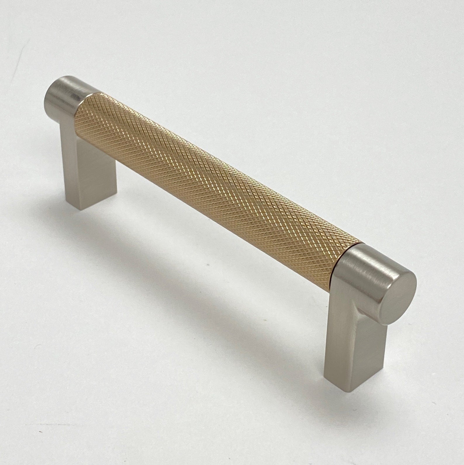 Knurled "Converse" Brushed Nickel and Champagne Bronze Dual-Finish Knobs and Pulls - Industry Hardware