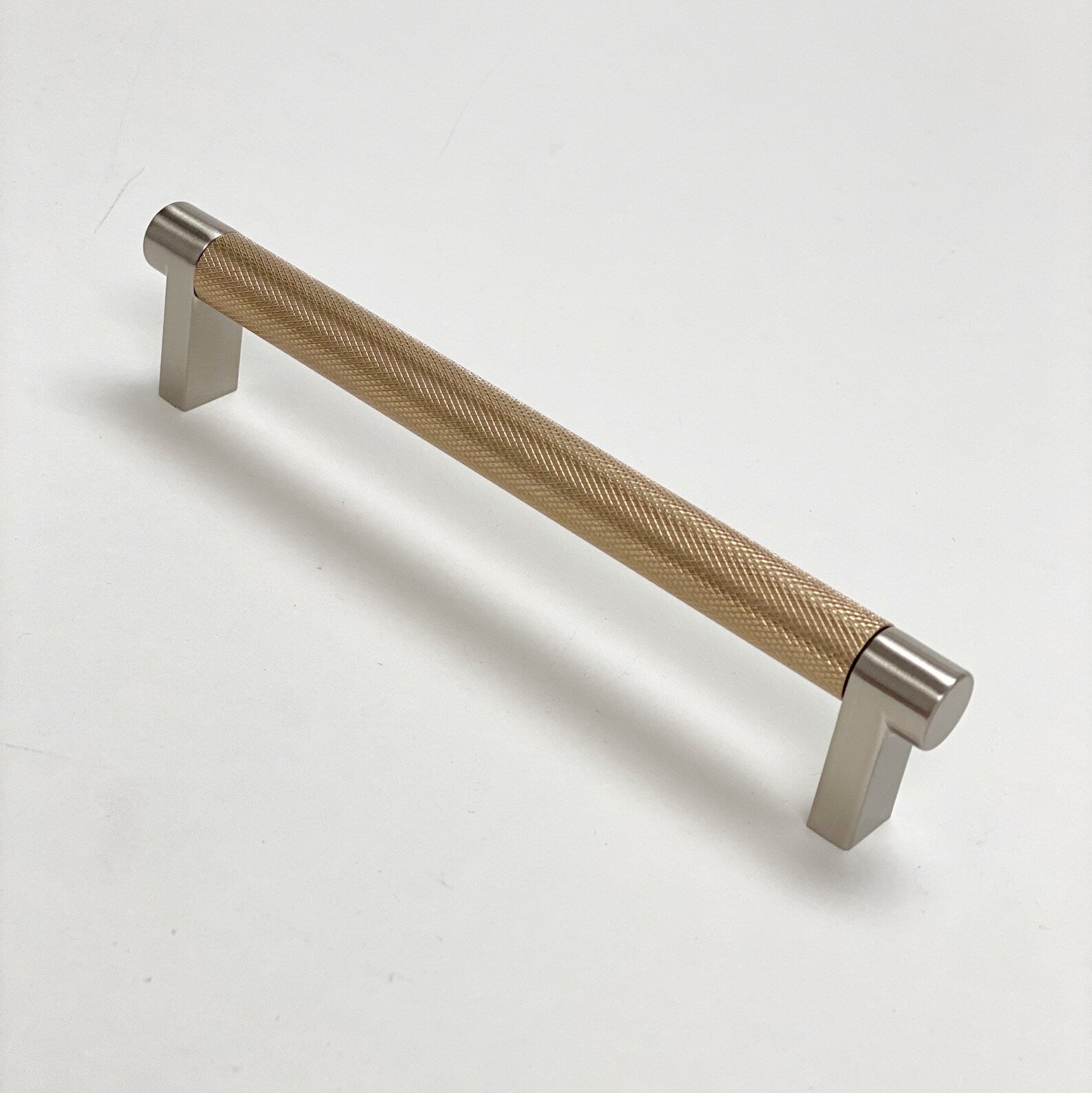 Knurled "Converse" Brushed Nickel and Champagne Bronze Dual-Finish Knobs and Pulls