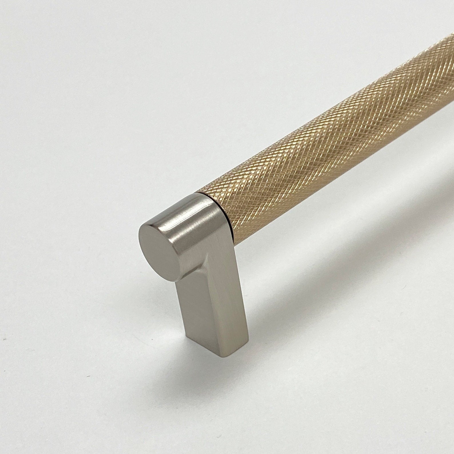 Knurled "Converse" Brushed Nickel and Champagne Bronze Dual-Finish Knobs and Pulls