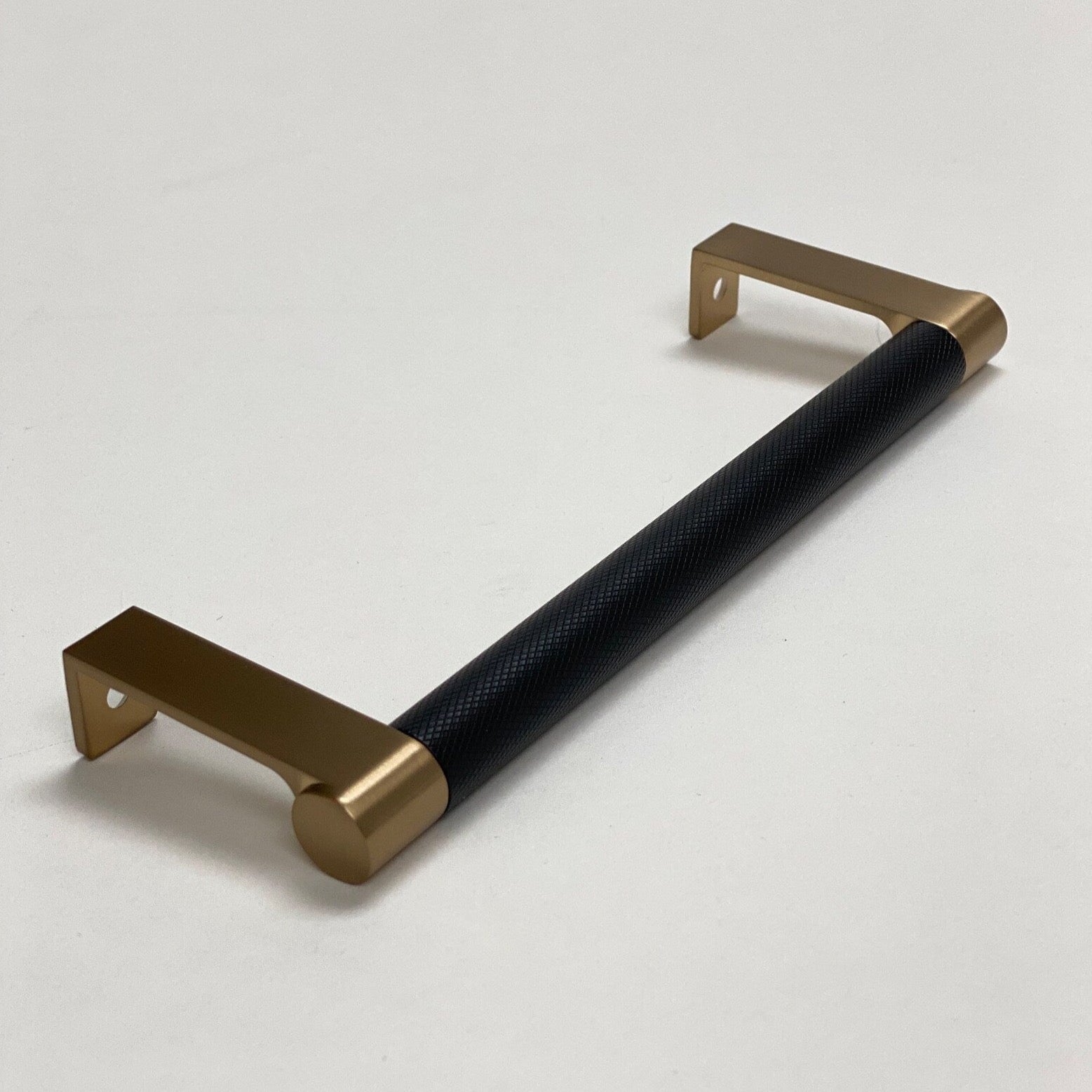 Champagne Bronze and Black "Converse" Knurled Edge Tab Drawer Pulls