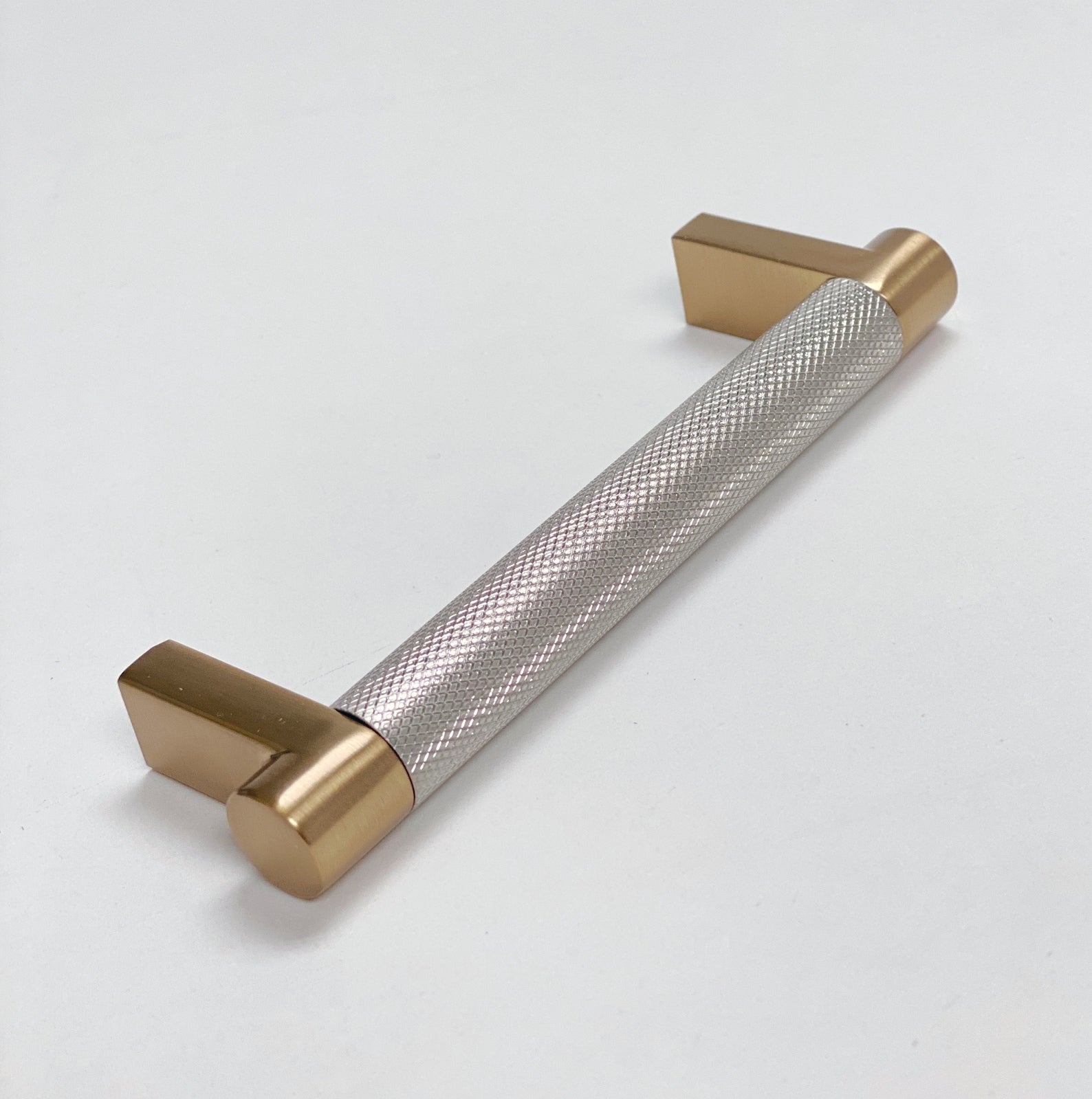 Knurled "Converse" Champagne Bronze and Brushed Nickel Dual-Finish Knobs and Pulls
