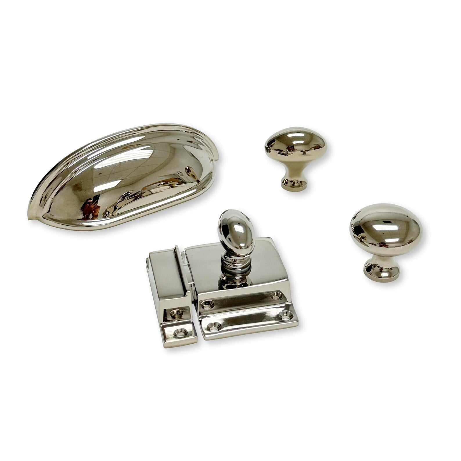 Polished Nickel "Heritage" Cabinet Knobs and Cup Pulls - Industry Hardware