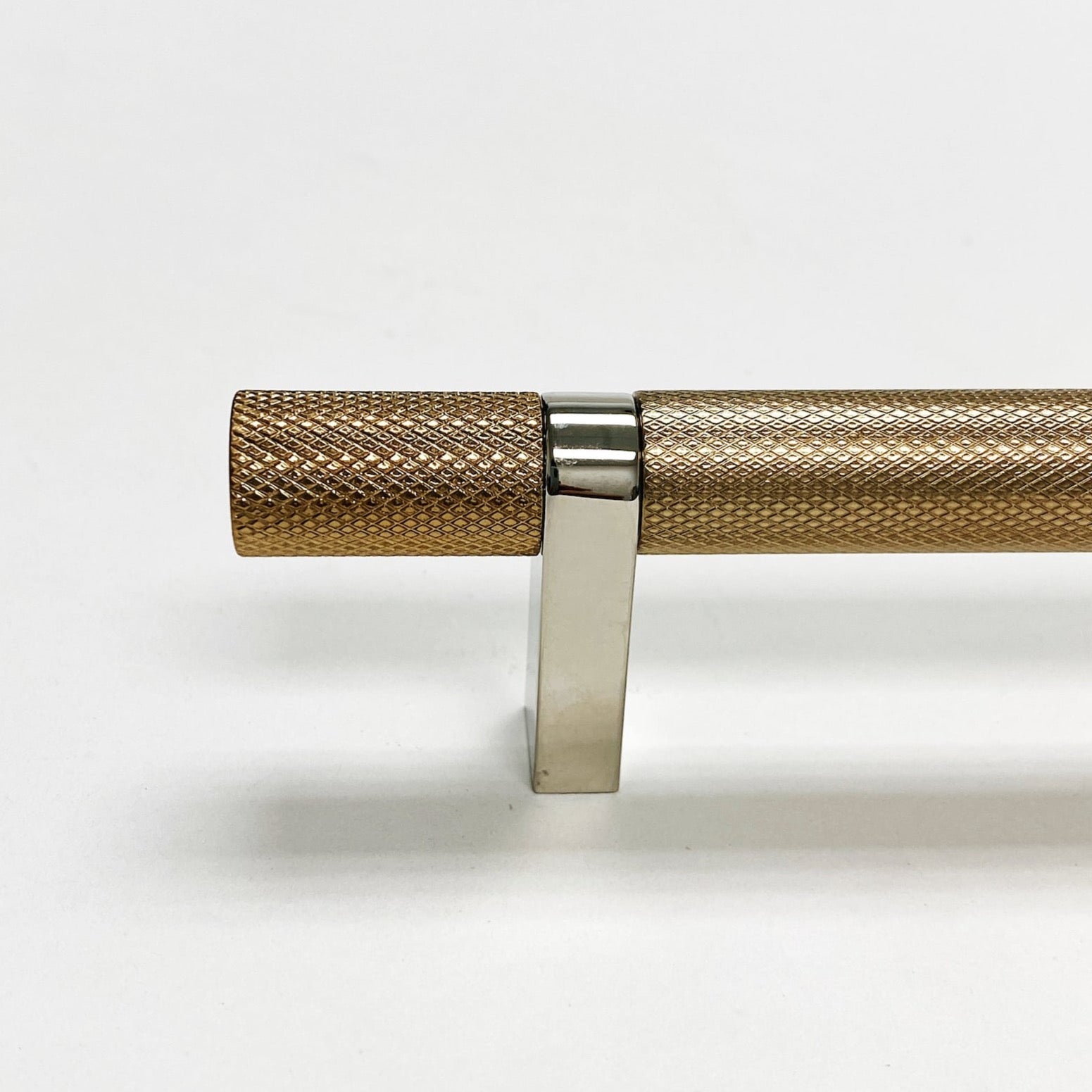 Knurled Select T-Bar Polished Nickel and Champagne Bronze Knobs and Pulls - Industry Hardware