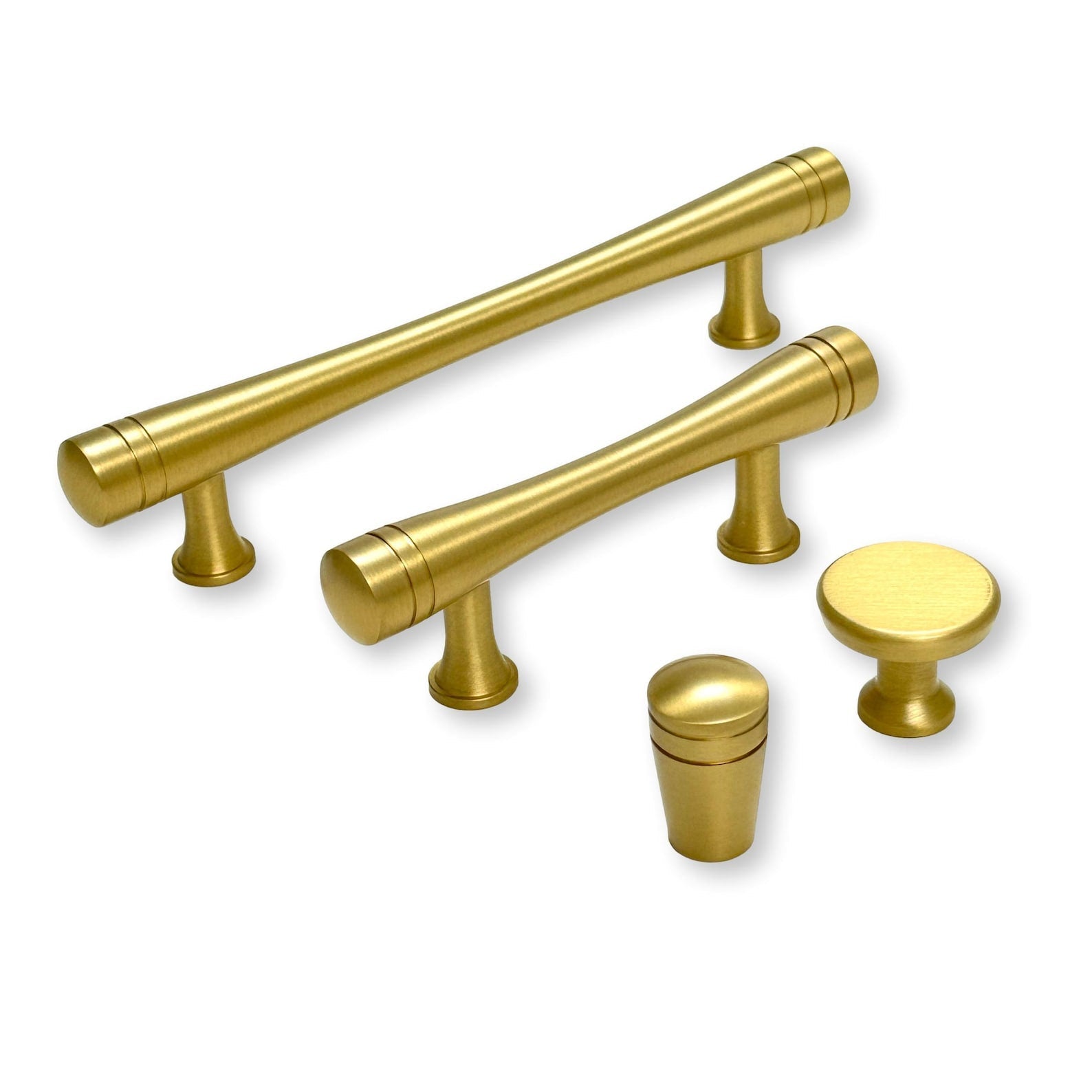 Satin Brass "Julien" Cabinet Knob and Drawer Pulls - Forge Hardware Studio