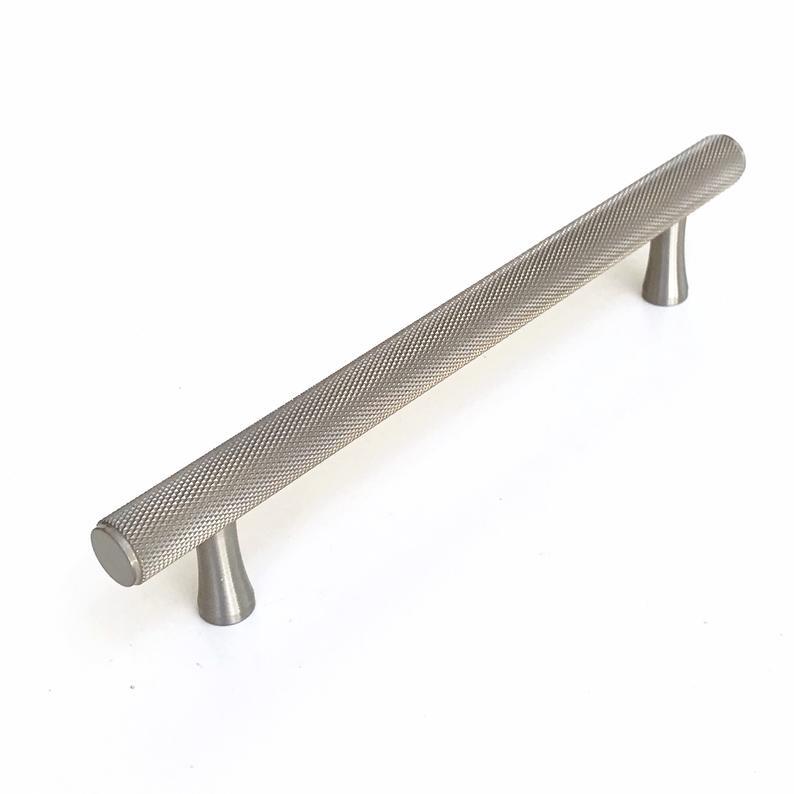 Brushed Nickel Solid "Texture" Knurled Drawer Pulls and Knobs | Pulls