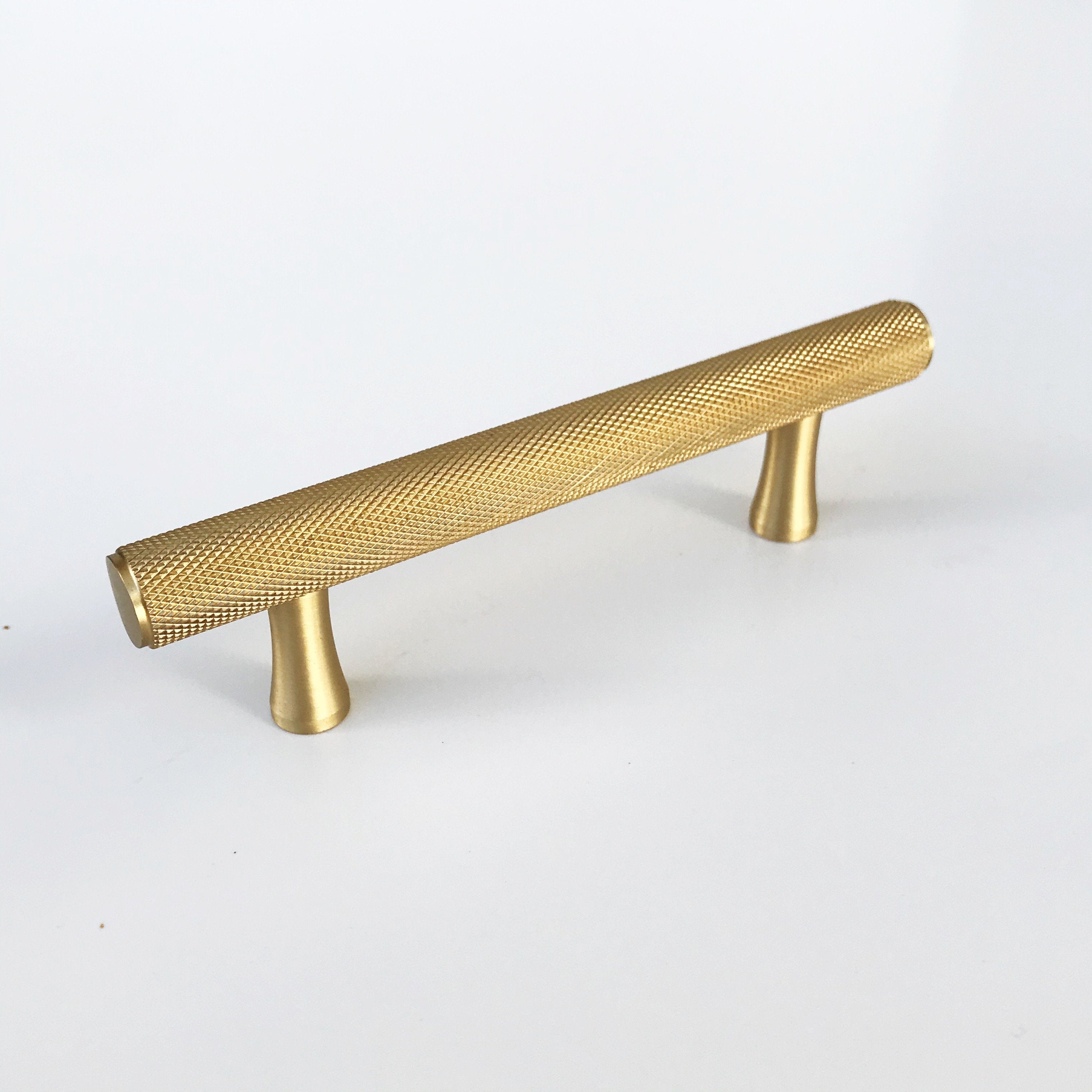 Brass Solid "Texture" Knurled Drawer Pulls and Knobs in Satin Brass | Pulls