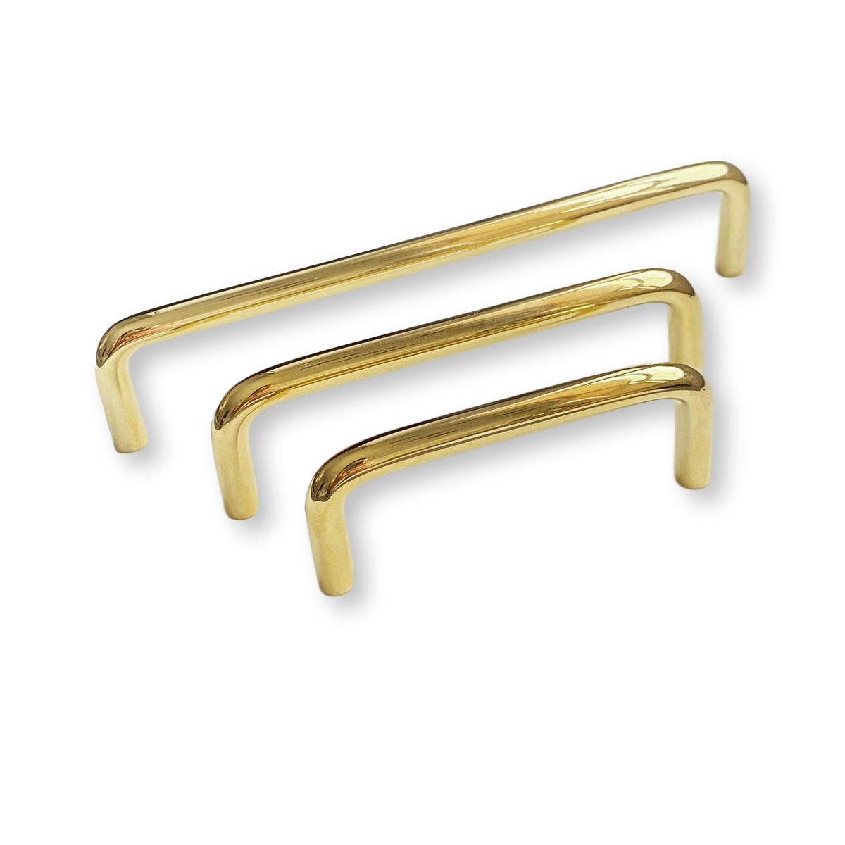 Unlacquered Polished Brass Wire Drawer Pulls | Solid Brass Cabinet Handles