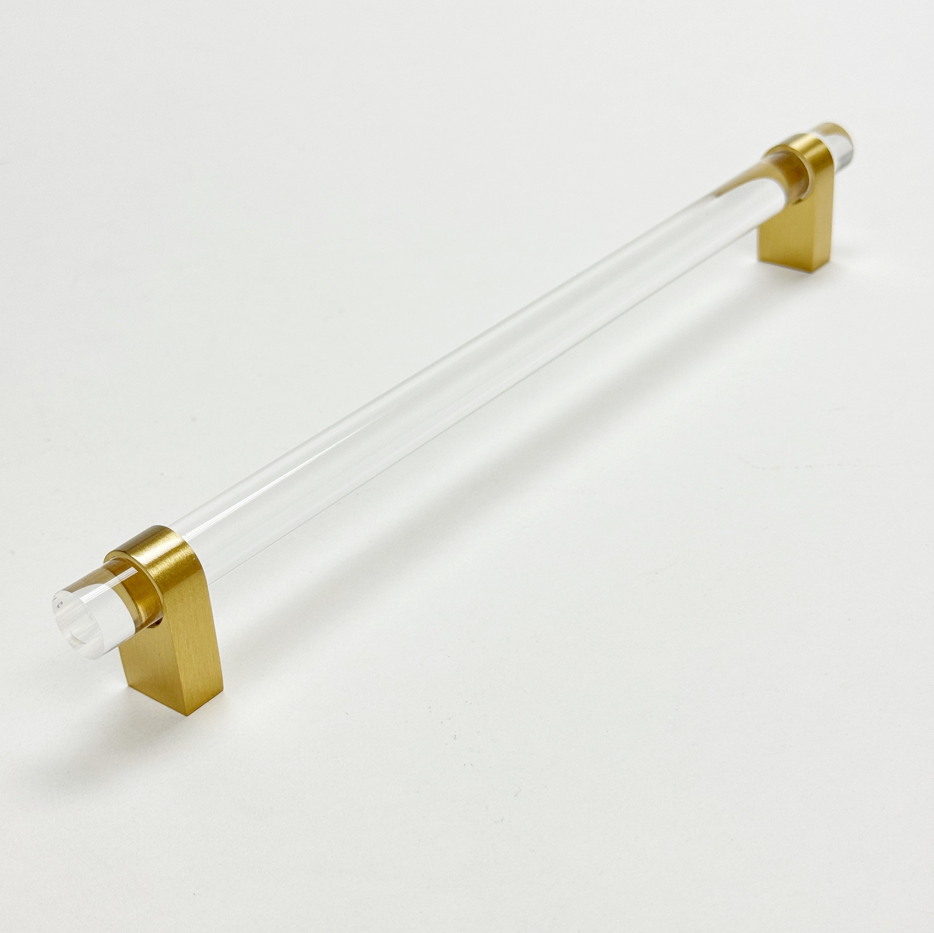 Lucite "June" Brushed Brass Drawer Pulls and Knobs - Industry Hardware